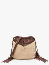 Cross Body Tas Vintage Leder Mila louise Beige vintage 3812TC